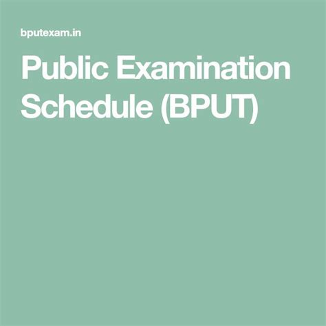 bput public exam schedule.